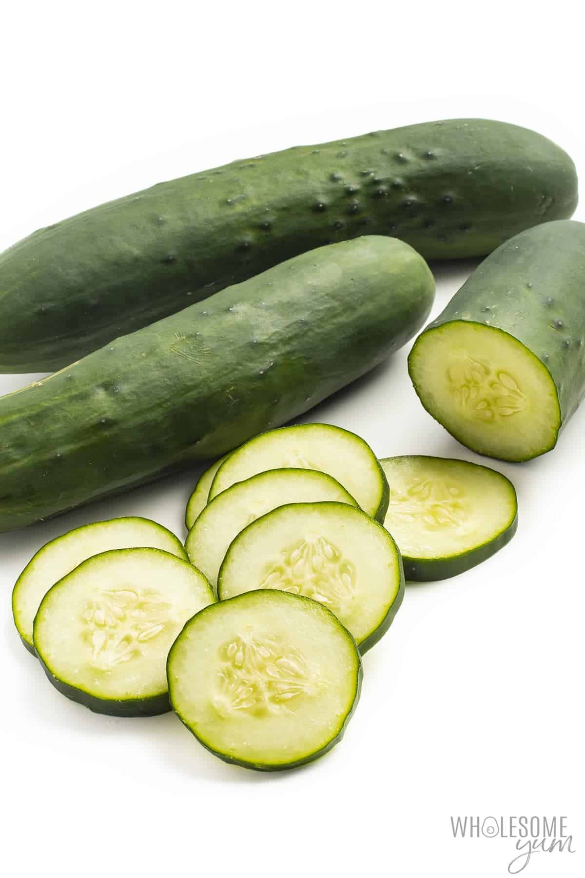 Are cucumber carbs high? These fresh sliced cucumbers are low in carbs.