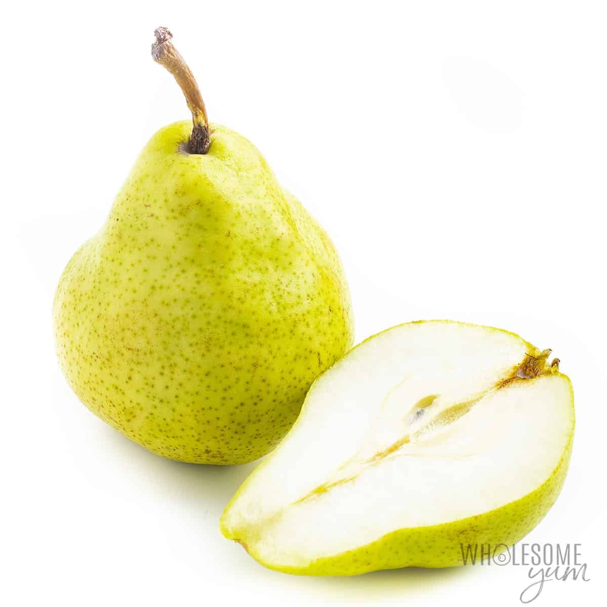 Are pears keto friendly? This whole and halved pear is not keto.