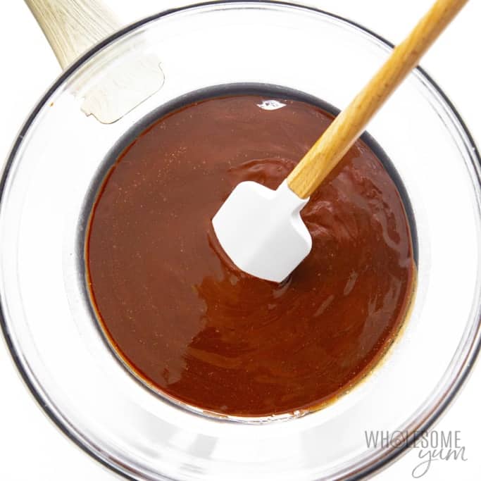 Melted butter and chocolate in a glass bowl