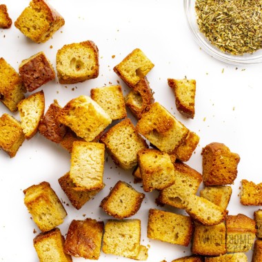 Keto croutons in a pile