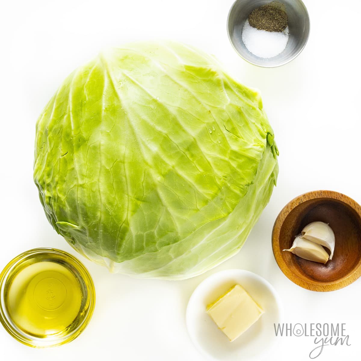 Sauteed cabbage ingredients in bowls.