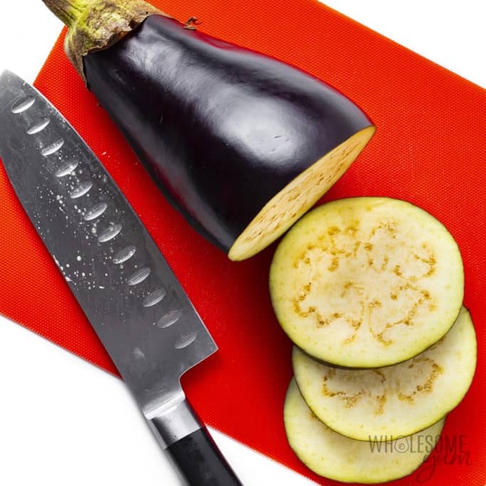 Raw eggplant sliced in circles