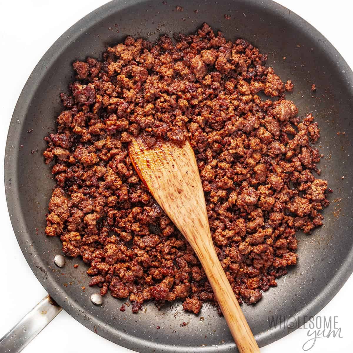 Taco meat in a nonstick skillet