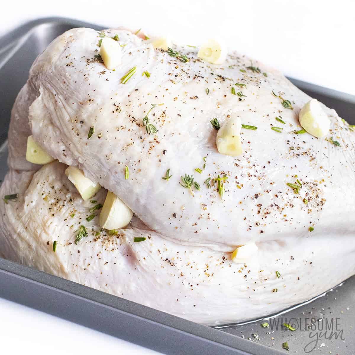 Turkey breast in air fryer before cooking