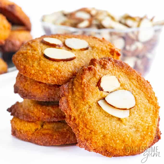 Stack of keto almond cookies