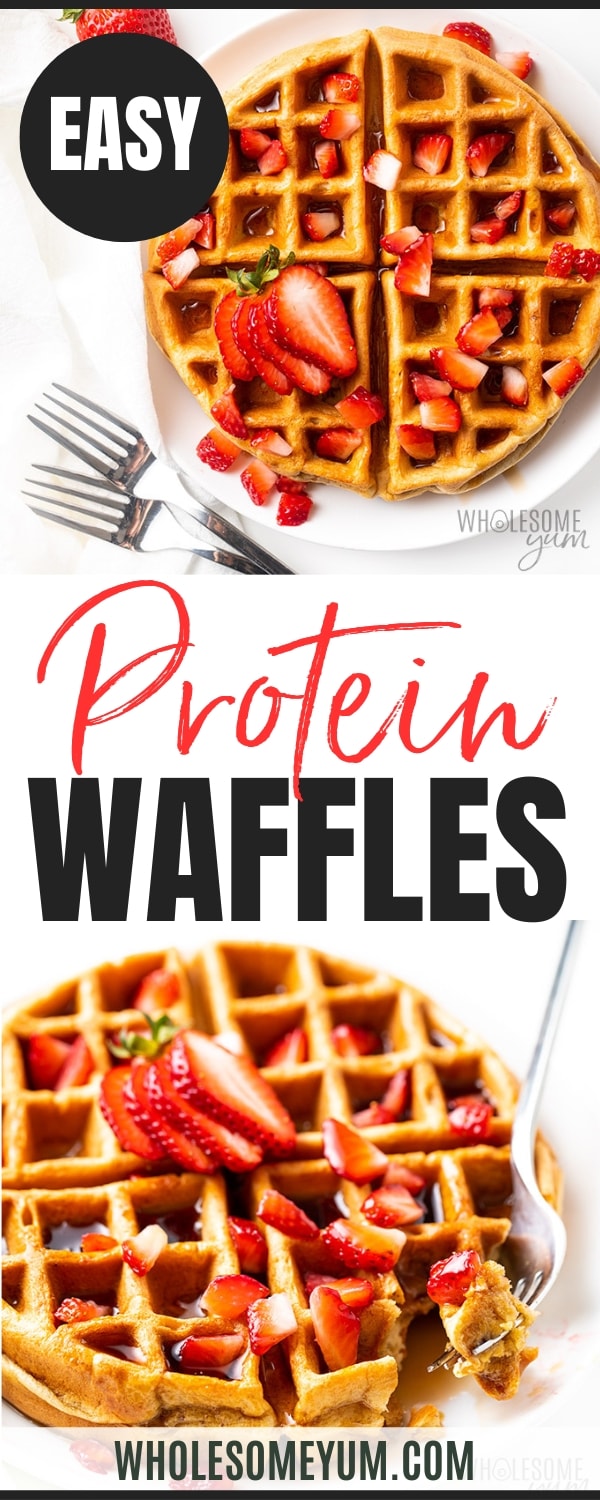 Protein waffle recipe pin.