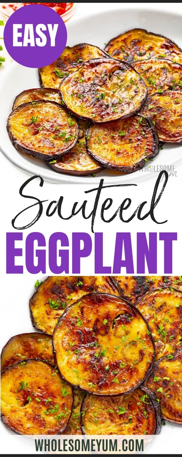How to cook eggplant: recipe pin.