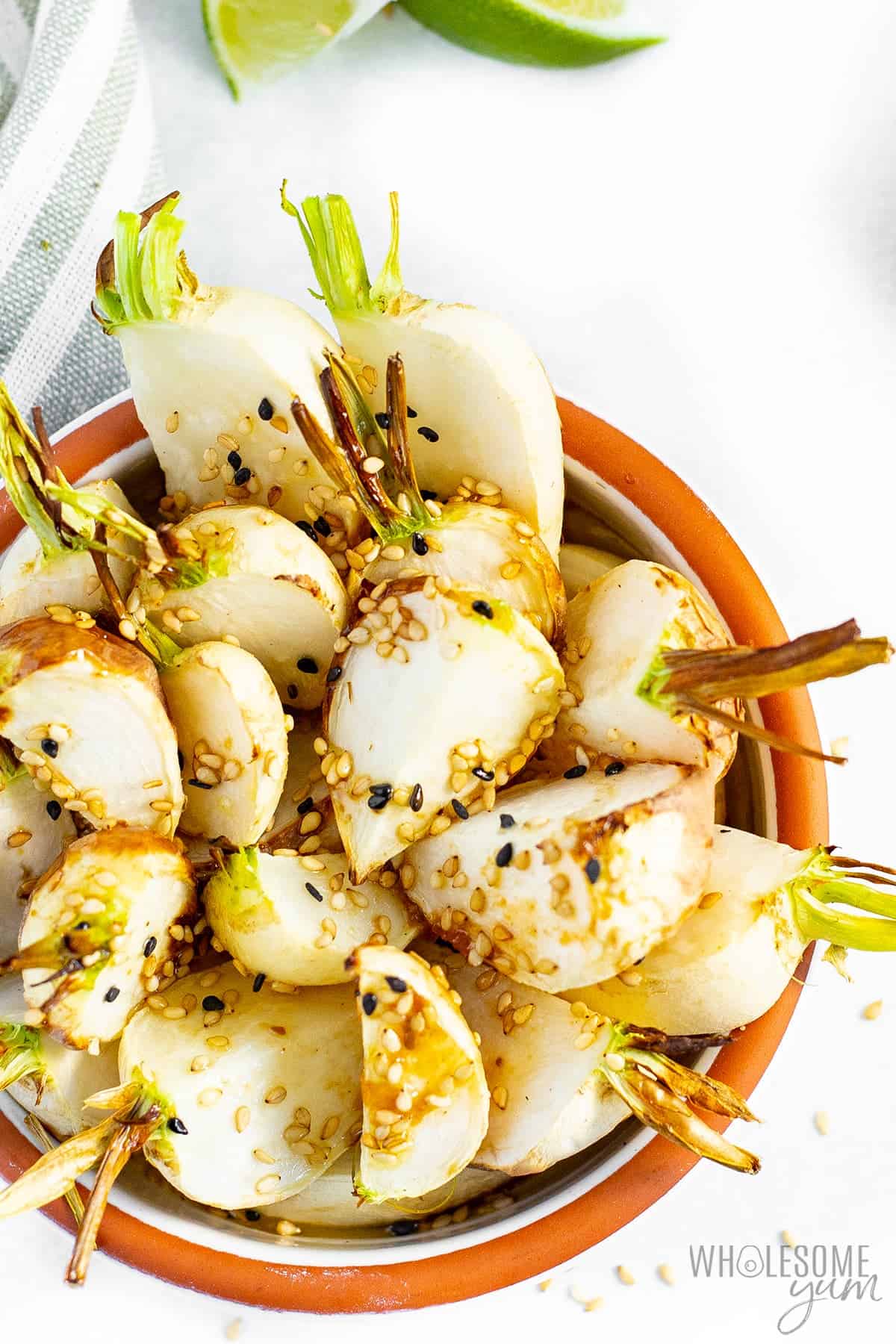 Roasted hakurei turnips in a bowl