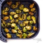 Roasted brussels sprouts in air fryer basket