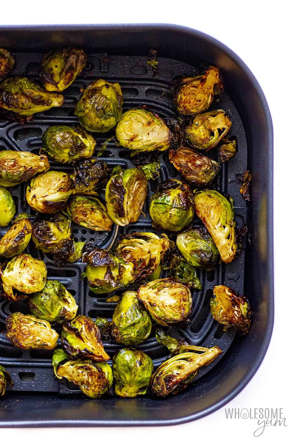 Roasted brussels sprouts in air fryer basket