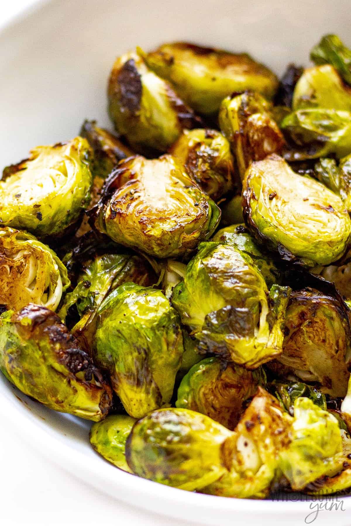 Platter of air fryer brussels sprout recipe