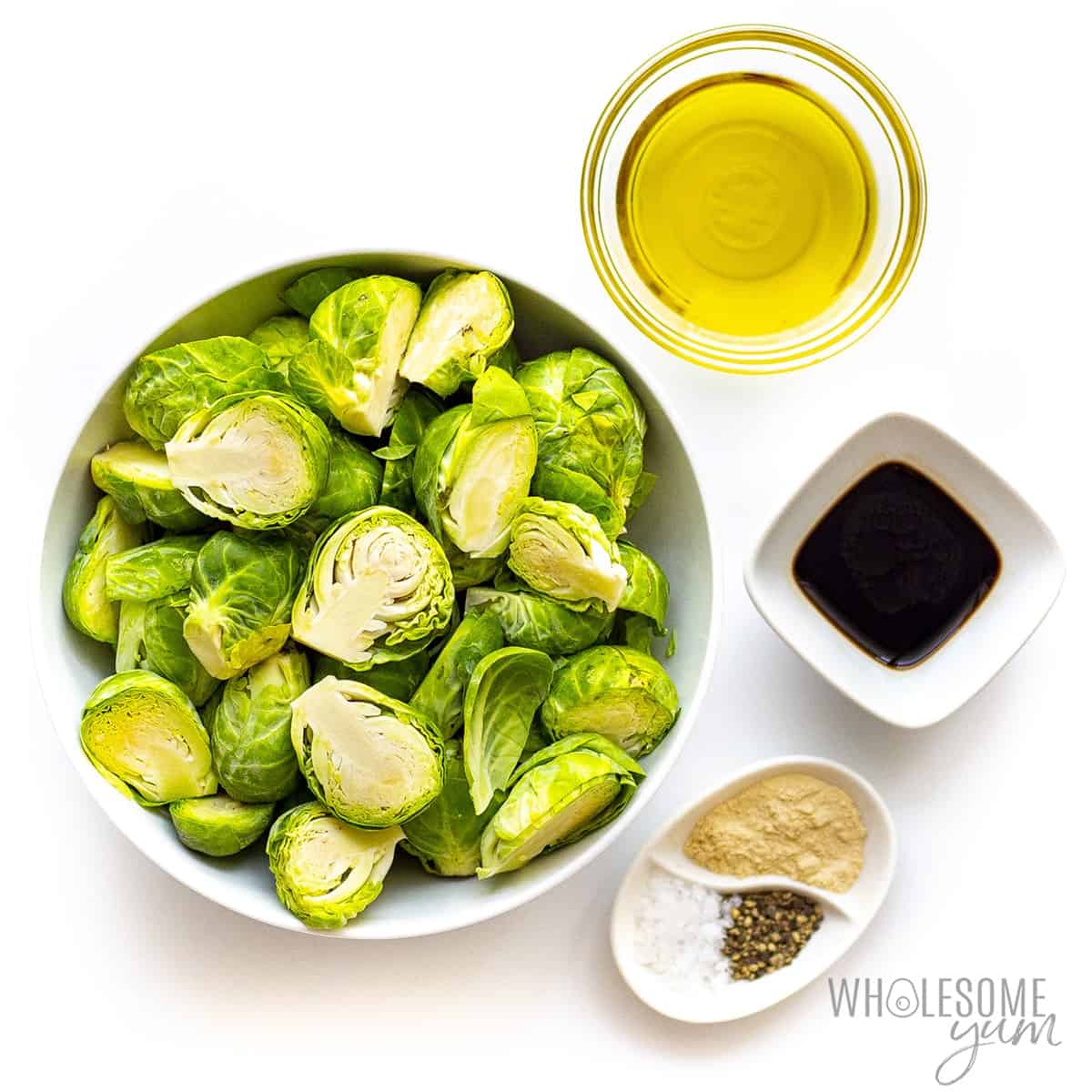 Ingredients to make brussels sprouts in the air fryer