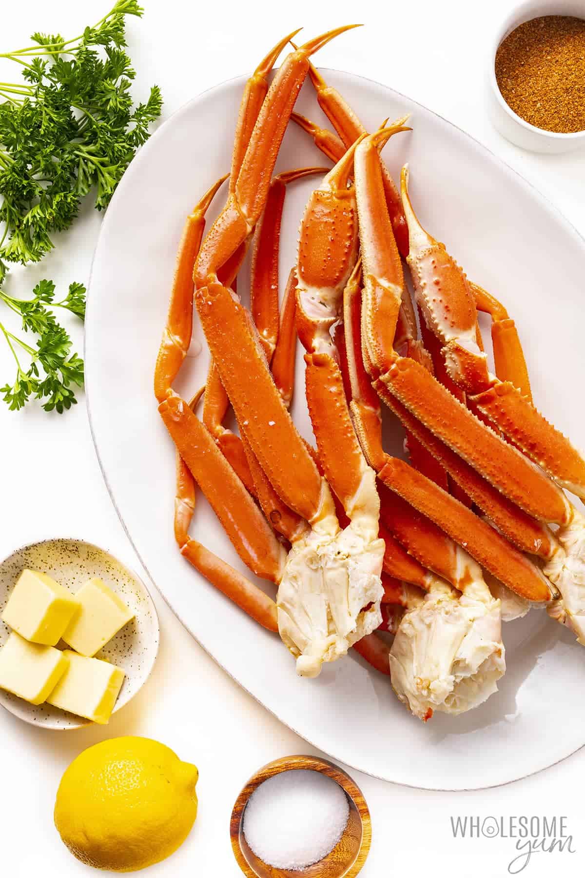 Crab legs recipe ingredients.