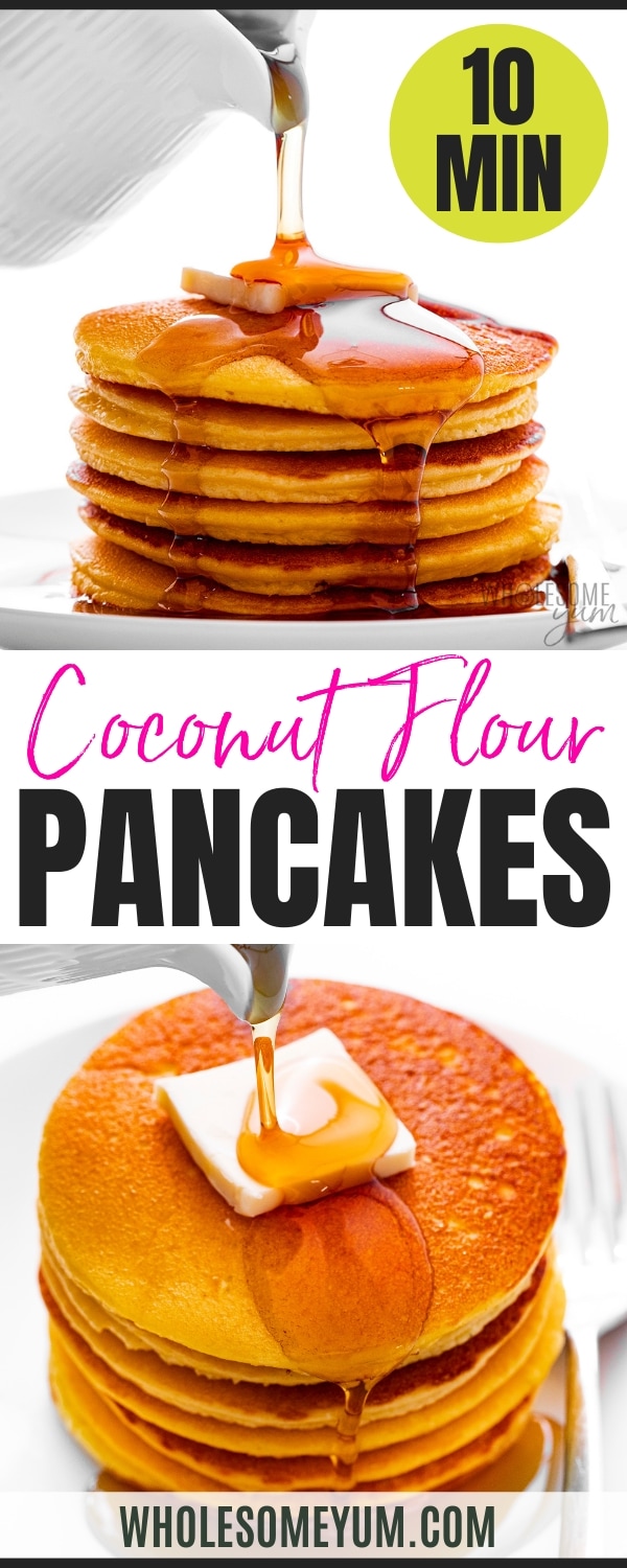 Coconut flour pancakes recipe pin.
