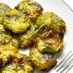Crispy smashed brussels sprouts recipe close up
