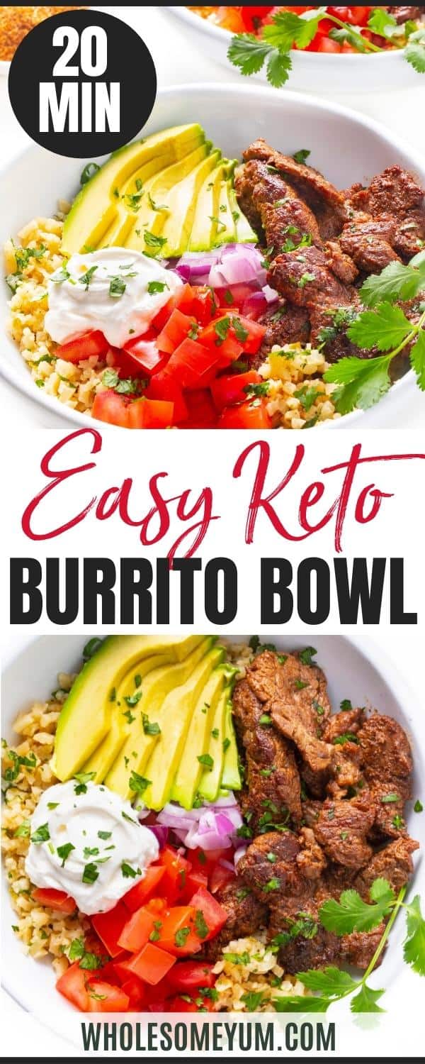 Low carb burrito bowl recipe pin
