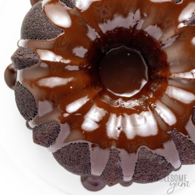 Keto chocolate bundt cake with chocolate glaze