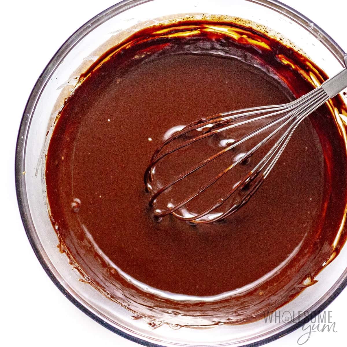 Ganache ingredients melted in a bowl