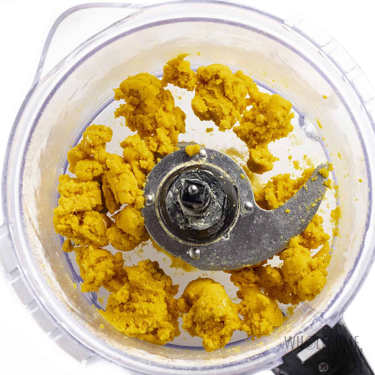 Lupin flour and egg yolk mixed in food processor