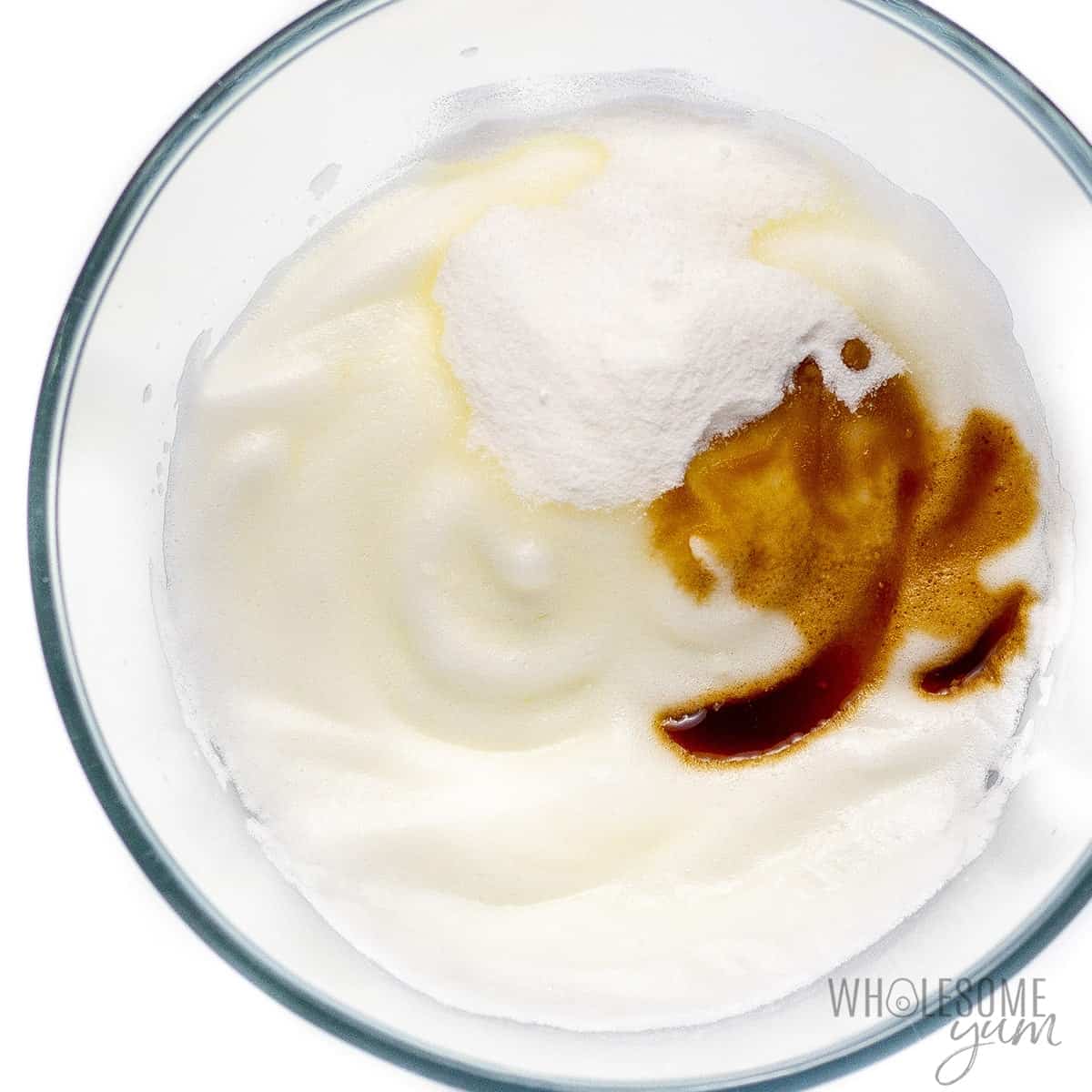 Whipped egg whites with vanilla added
