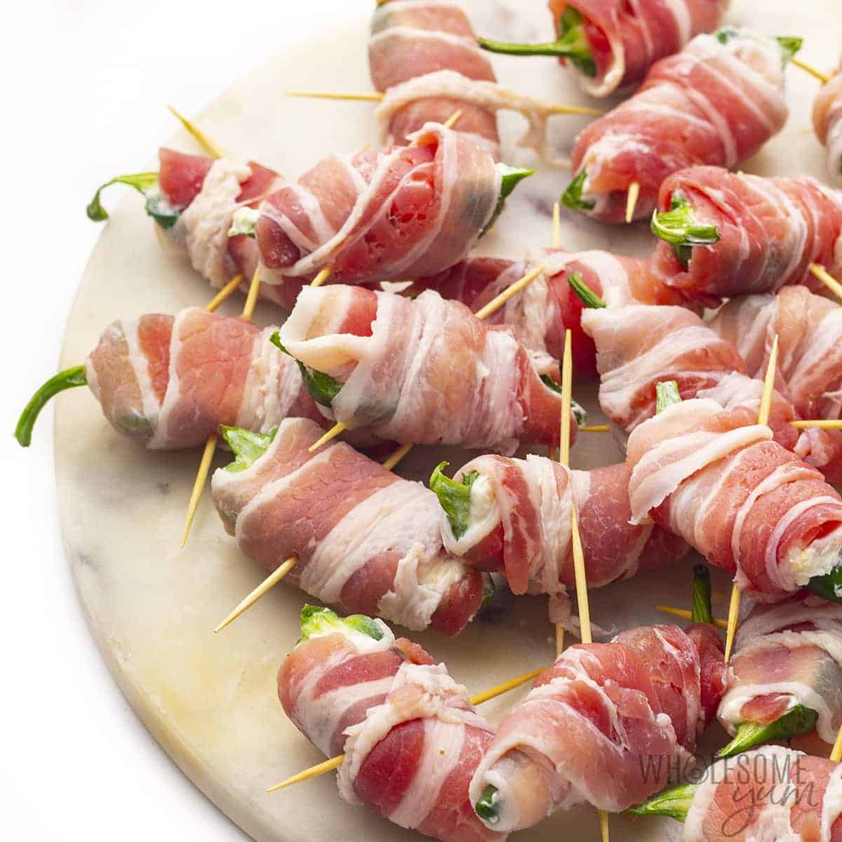 Jalapeno poppers wrapped in bacon