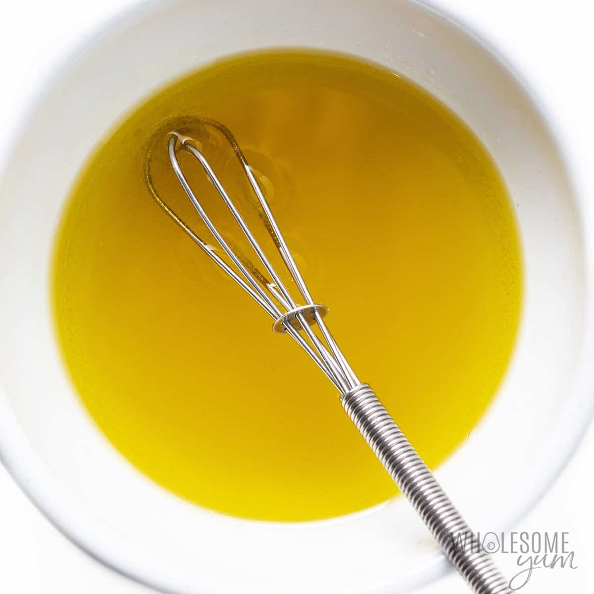 Olive oil and lemon juice in a small bowl