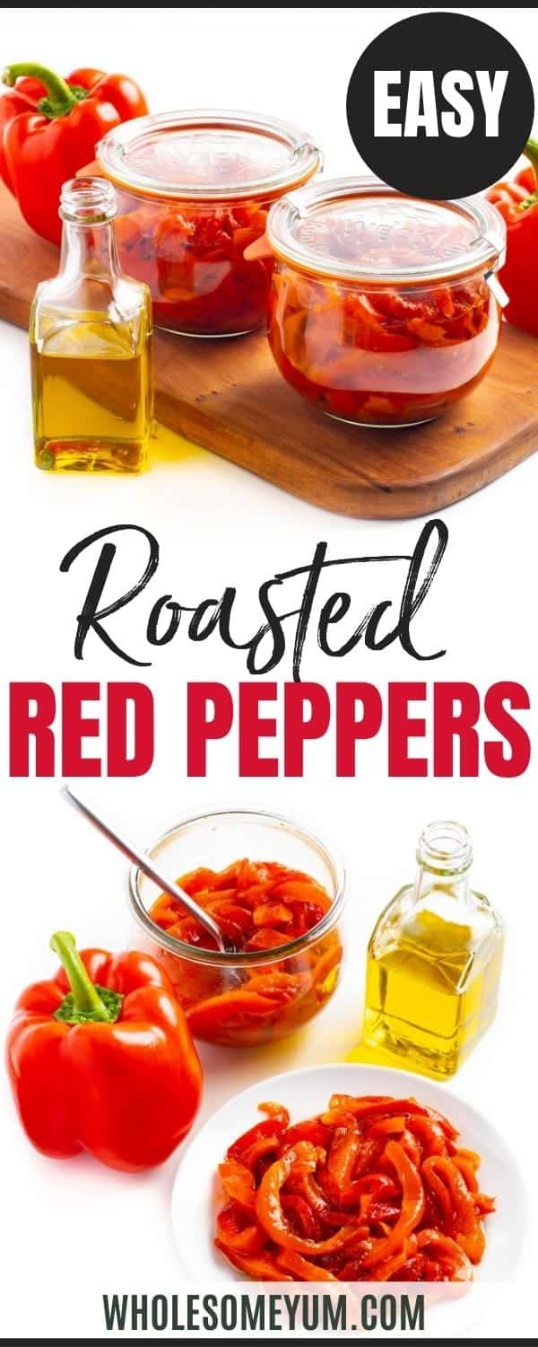 How to roast red peppers - recipe pin