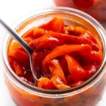 Roasted red peppers in a jar