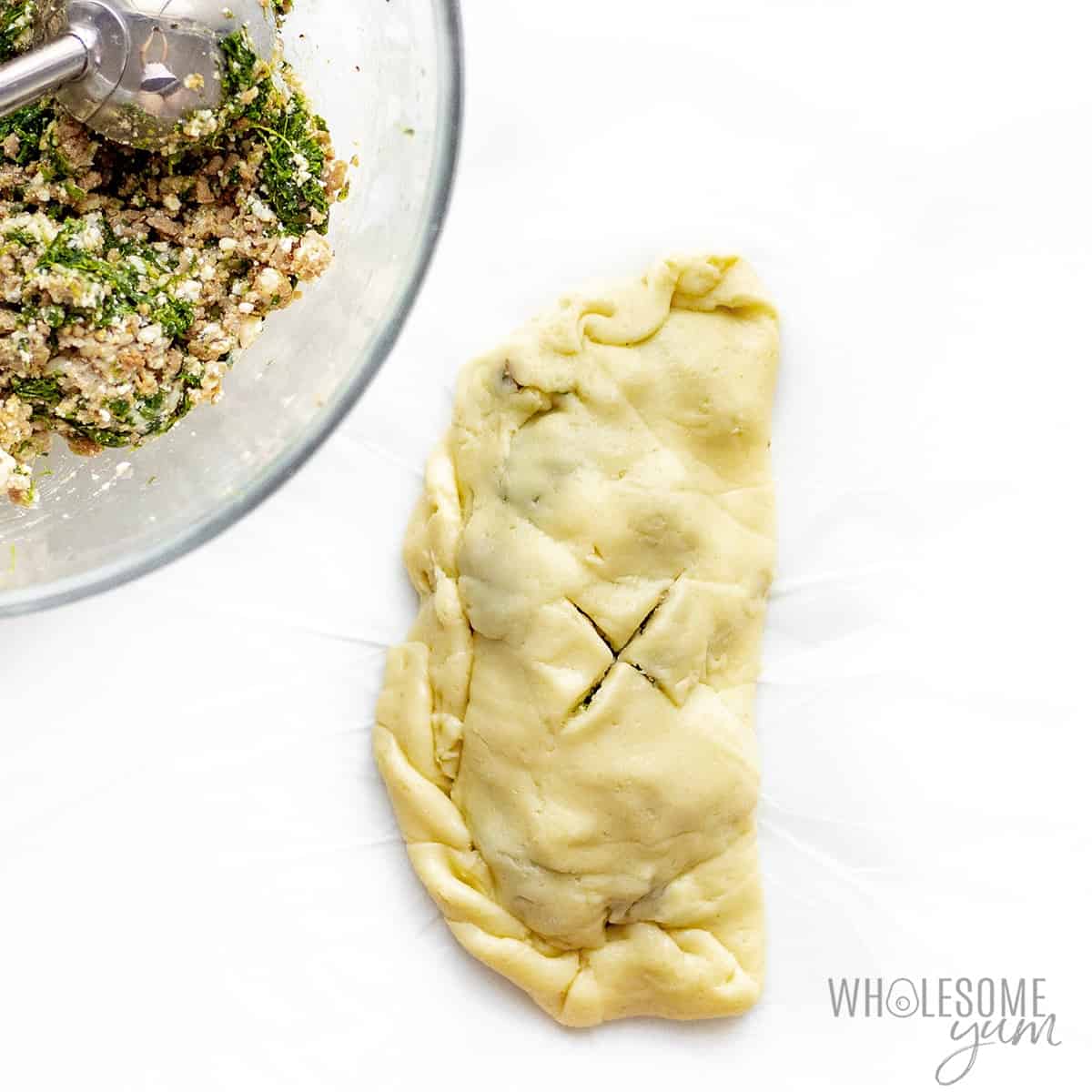 Folded and crimped keto calzone