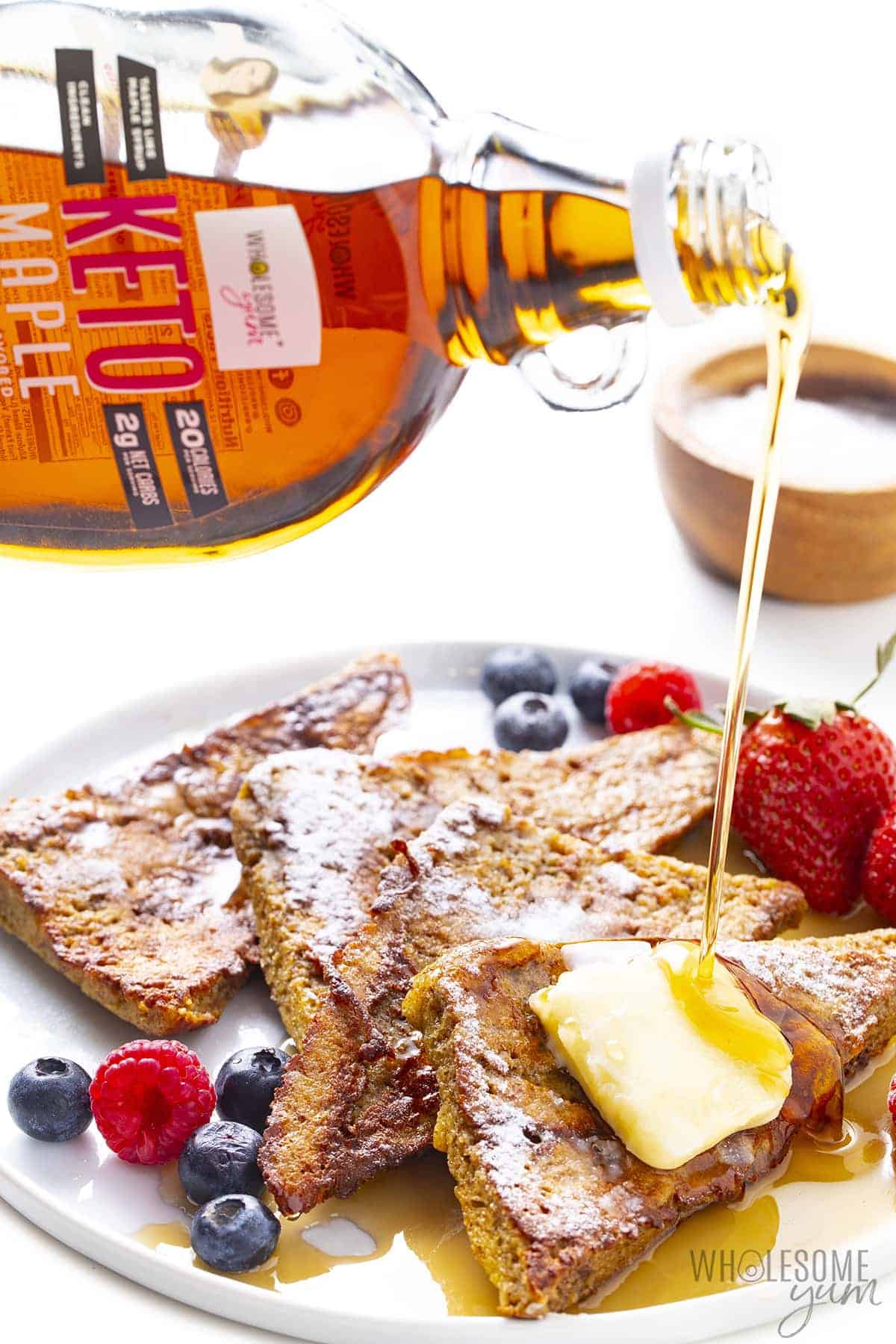 French toast drizzled with Wholesome Yum Keto Maple Syrup