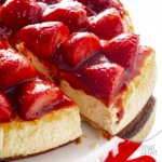 Keto strawberry cheesecake recipe close up.