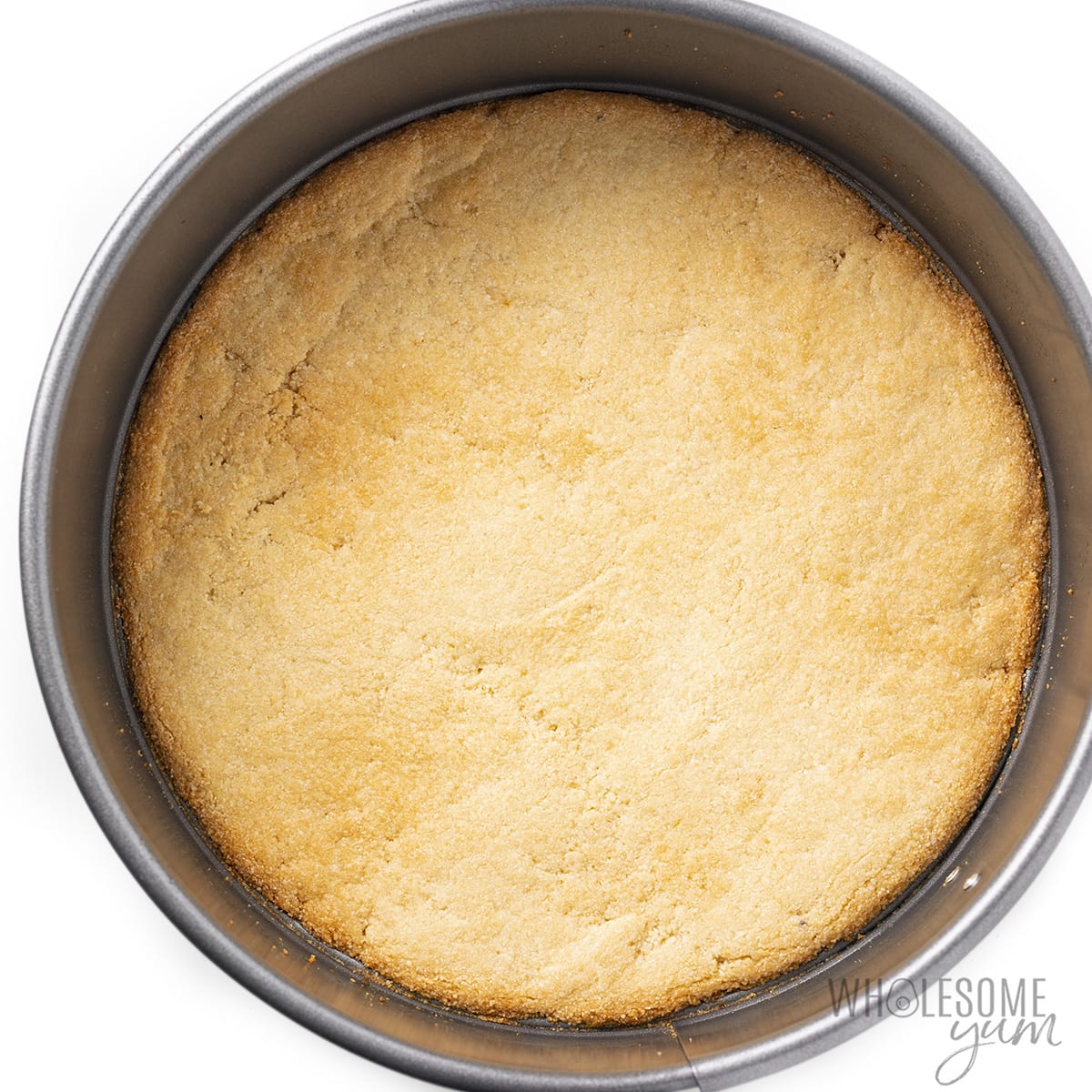 Baked almond flour cheesecake crust.