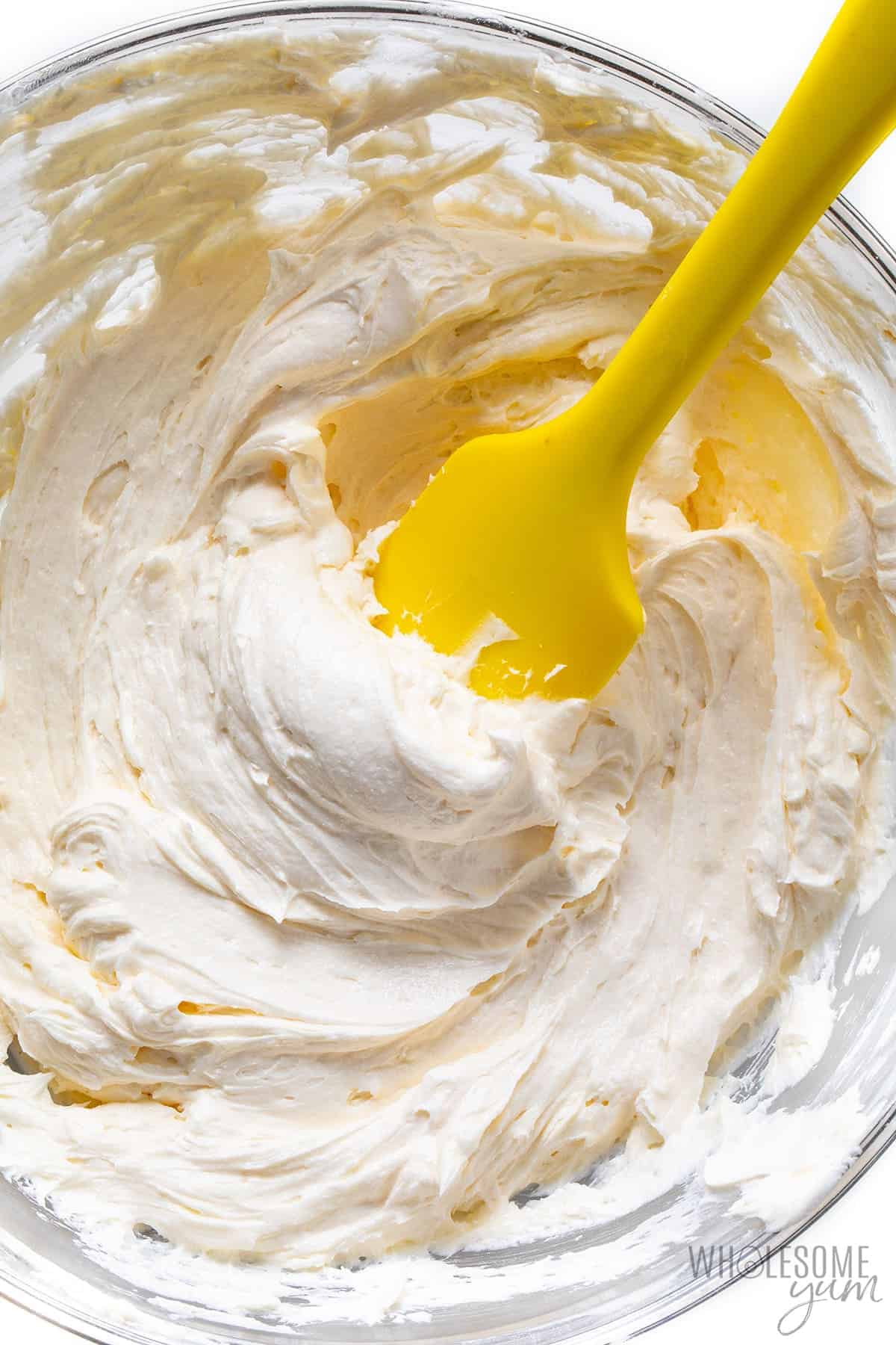 Low carb buttercream frosting in a bowl