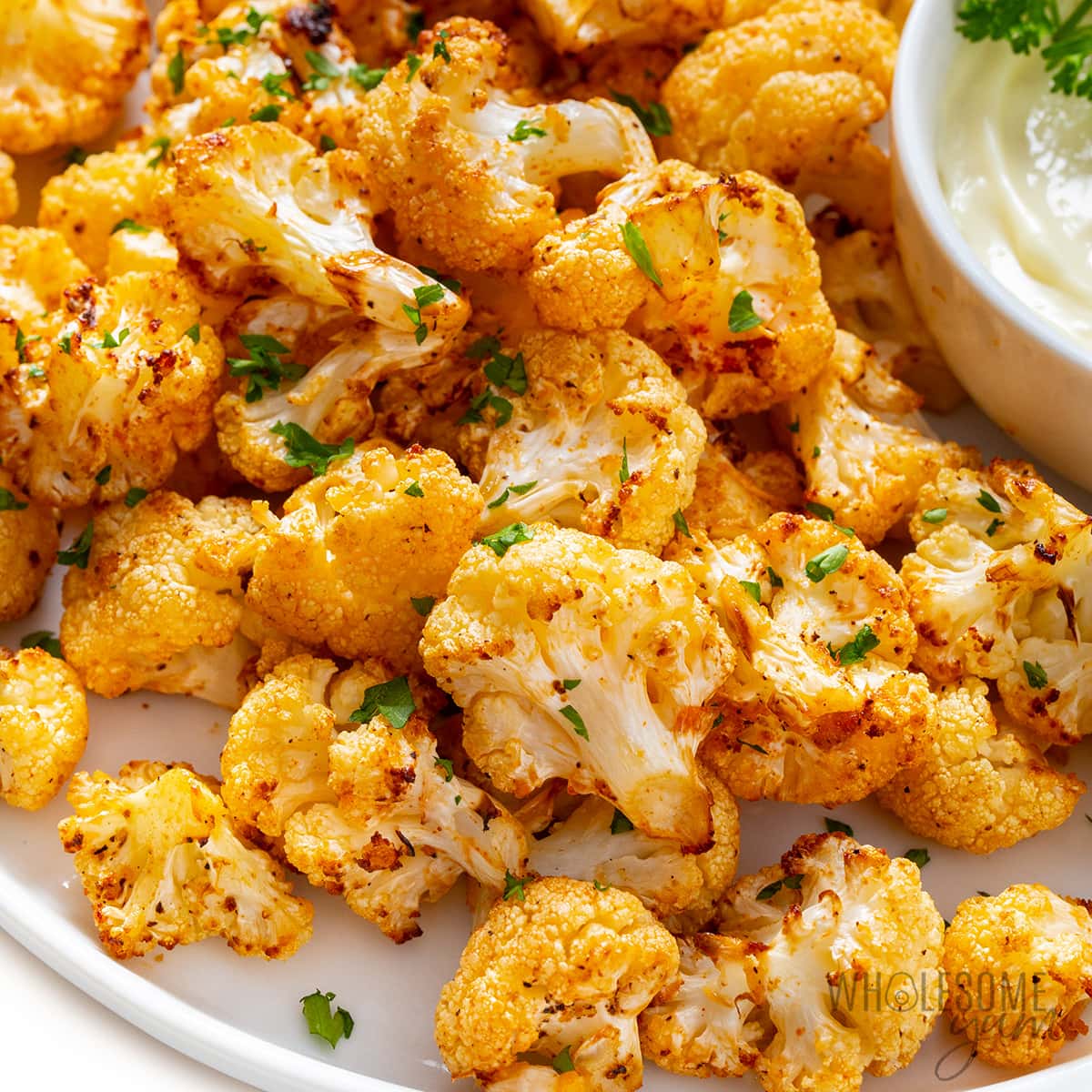 Air Fryer Cauliflower - Wholesome Yum - Easy healthy recipes. 10 ingredients or less.