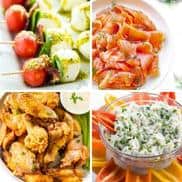 Healthy appetizers collage.