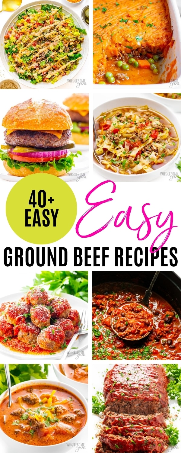 Easy healthy ground beef recipes collage.