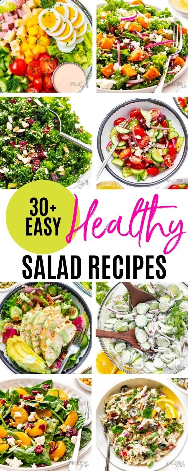 Easy halthy salad recipes collage pin.