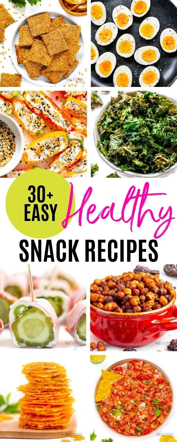 Easy healthy snacks collage pin.