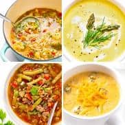 Healthy soups collage.