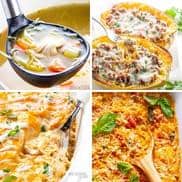 Spaghetti squash recipes collage.