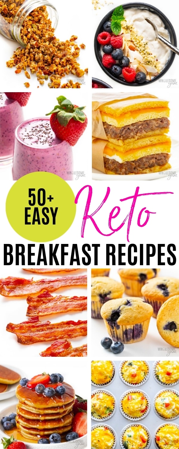 Easy low carb keto breakfast recipes collage.