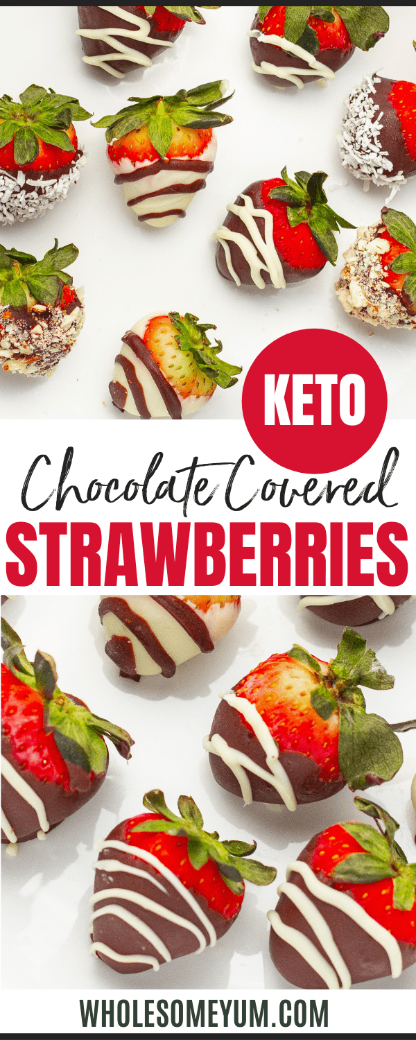 Keto chocolate covered strawberries recipe pin.