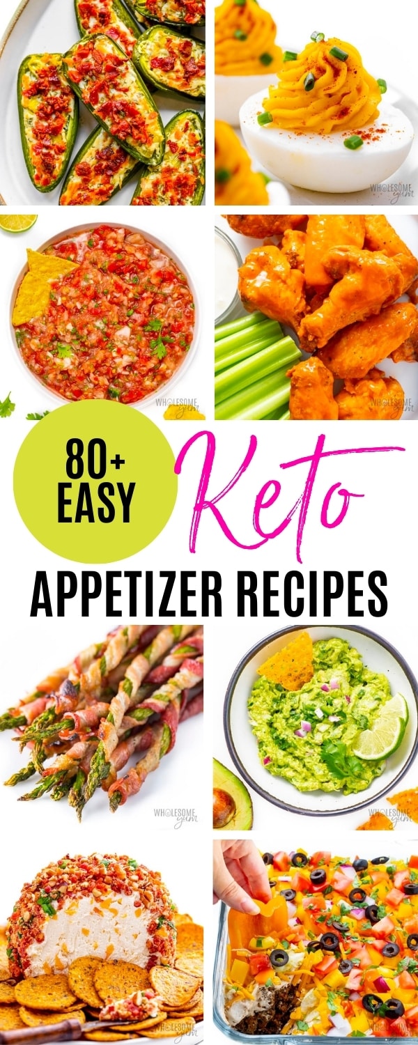 Low carb keto appetizer recipes collage.