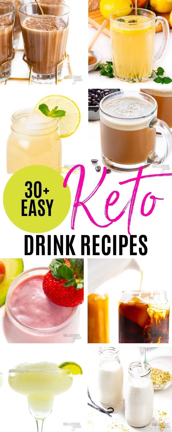 Low carb keto drinks collage pin.