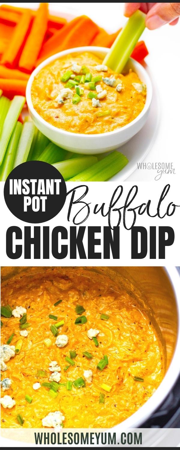 Instant Pot buffalo chicken dip recipe pin.