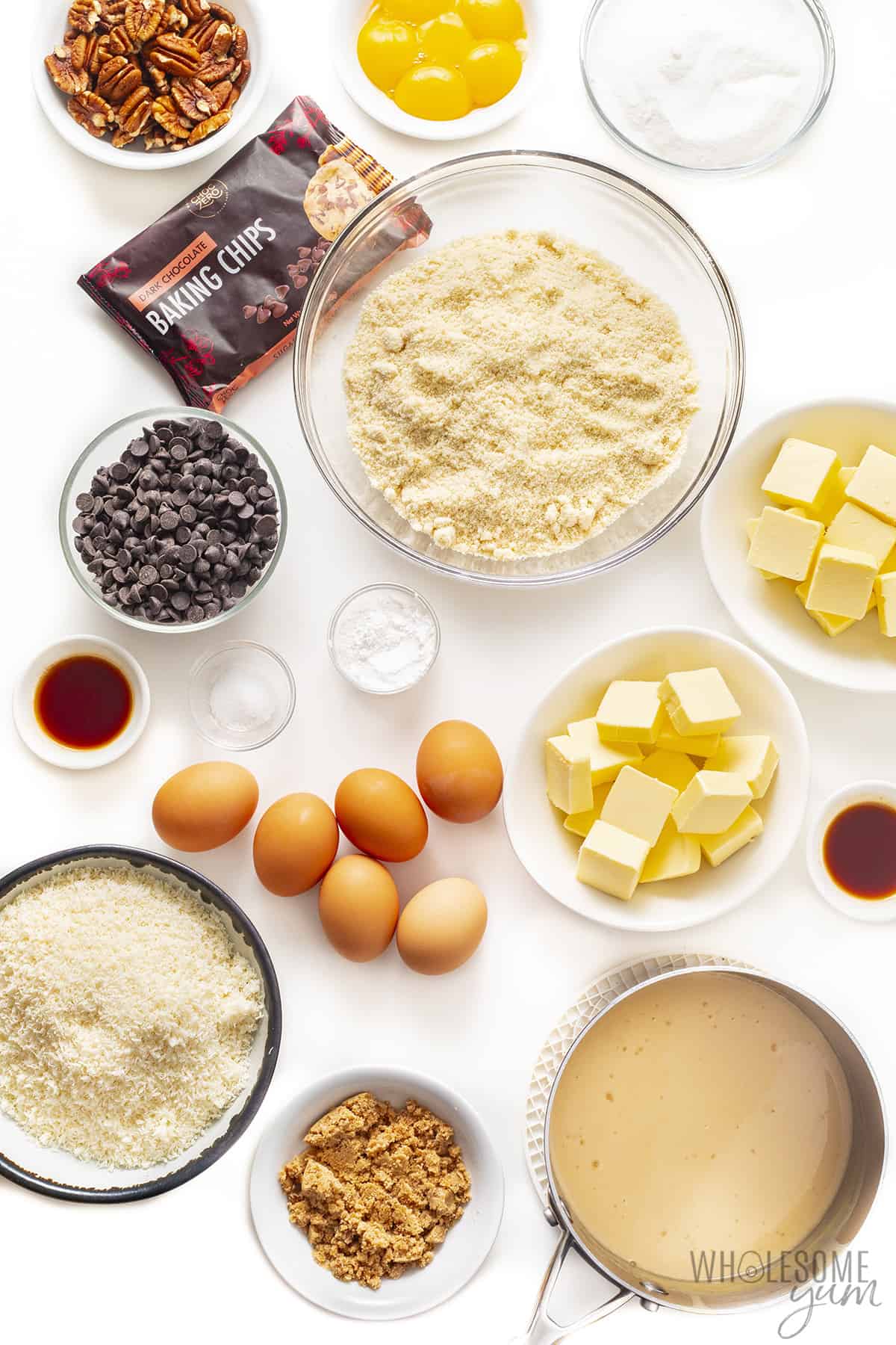 Ingredients to make keto German chocolate cake.