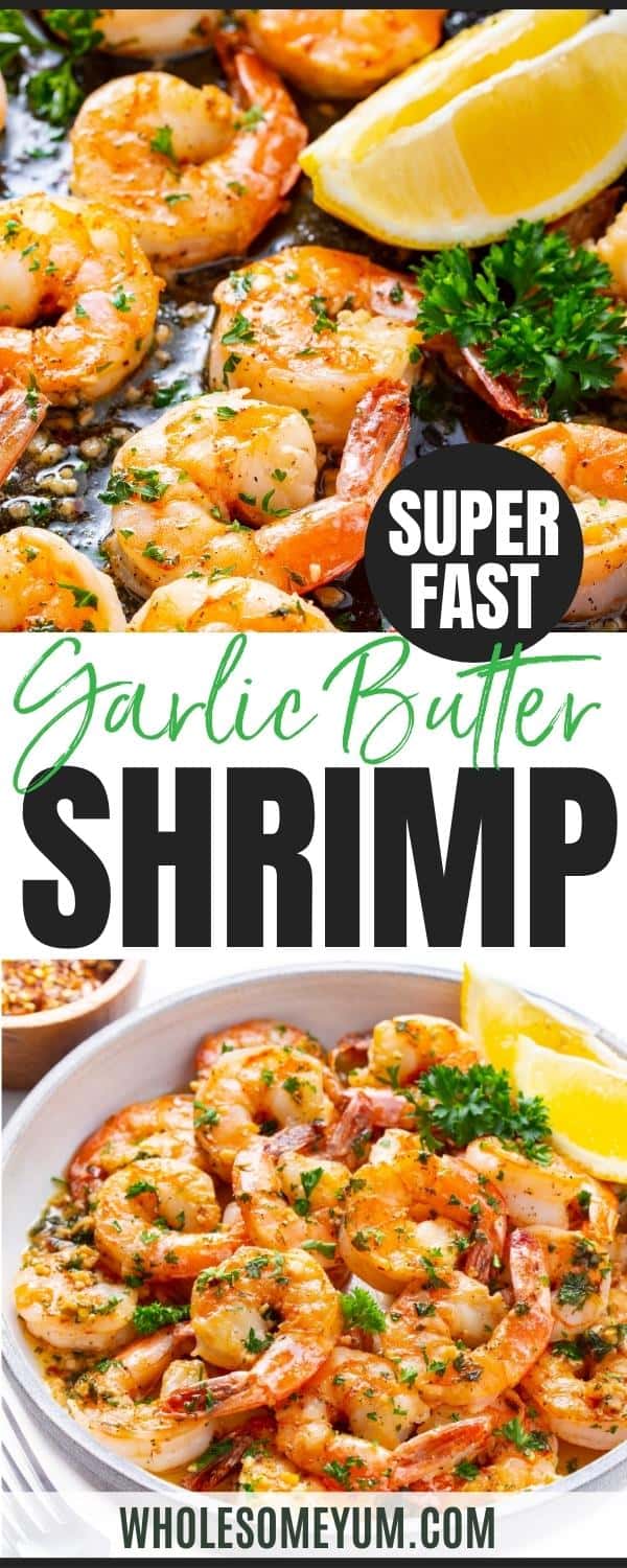 Lemon garlic shrimp recipe pin.