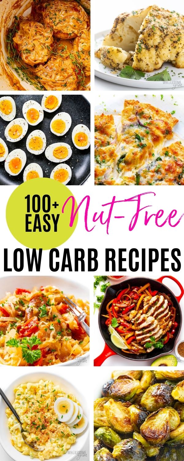 Nut-free low carb recipes collage pin.