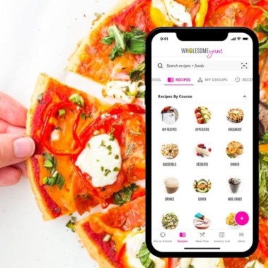 Wholesome Yum app open displaying recipes.