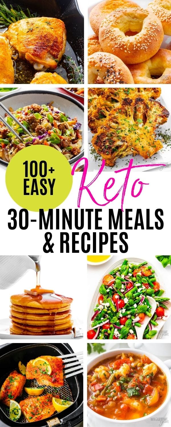 Easy low carb 30-minute meals & recipes collage pin.